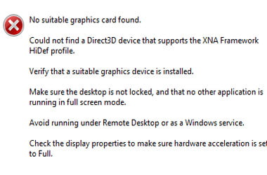 How to fix No Suitable Graphics Card Found error?